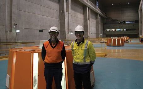 Snowy Hydro Project Manager Brian Williams (L) and Genassure Manager Peter Brown (R) at Tumut 3 Station