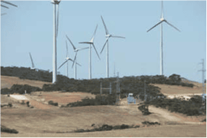Mt Millar substation on the Eyre peninsular in South Australia, surrounded by the Mt Millar Wind Farm
