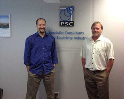 On left Jason Fuller, Research Engineer, PNNL. On right is Joe Marcotte, Electrical Engineer, PSC.