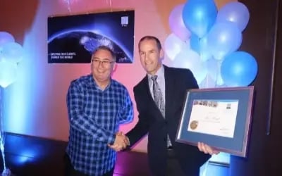 Alex Boyd and Tony Armstrong celebrating the opening of the first U.S. office