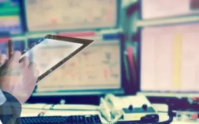 Engineer working on the e-terraplatform on a tablet