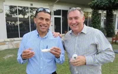 PSC Founders Tony Armstrong and Ranil de Silva enjoying food outdoors