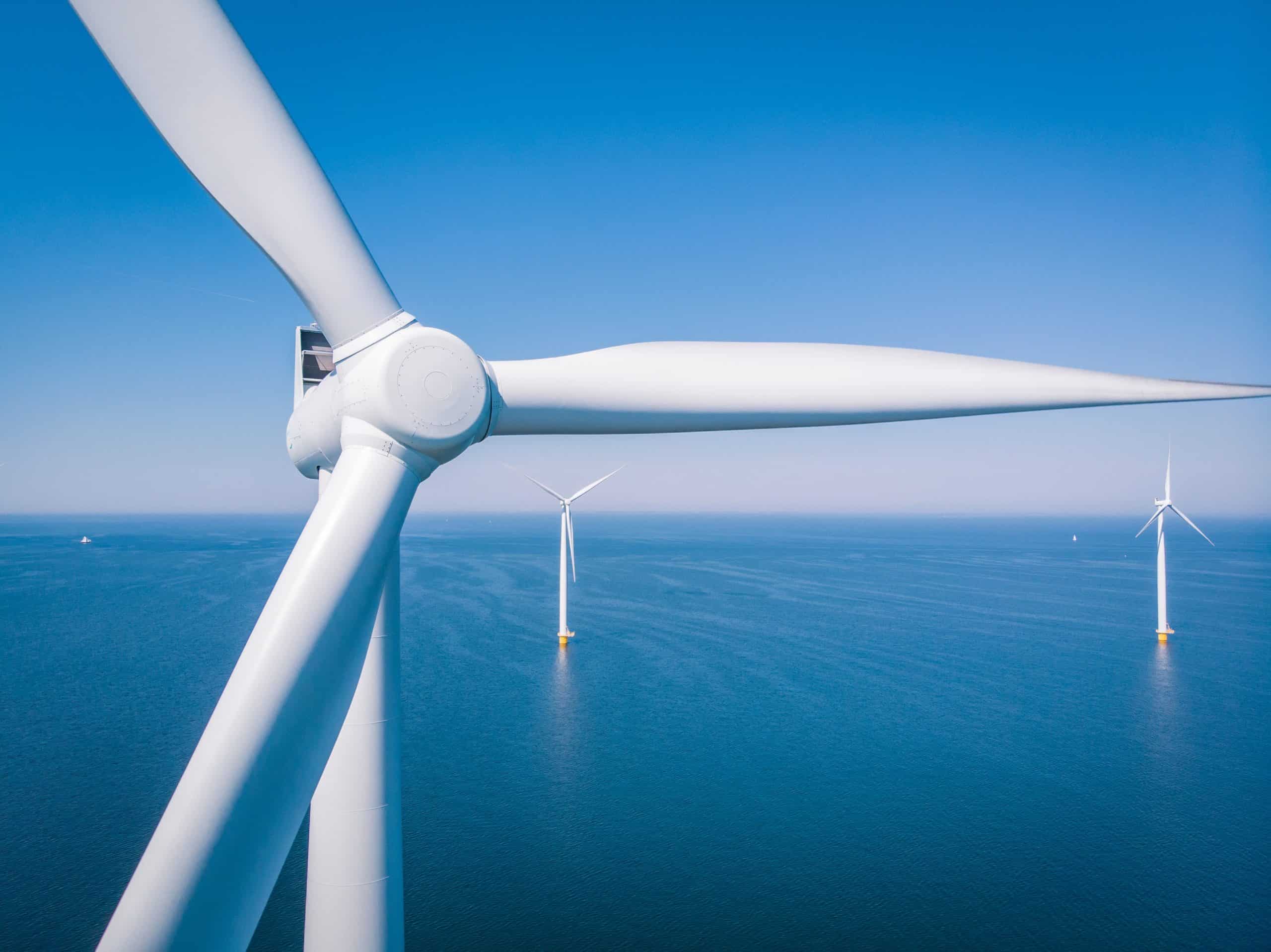 offshore wind turbine aeriel view